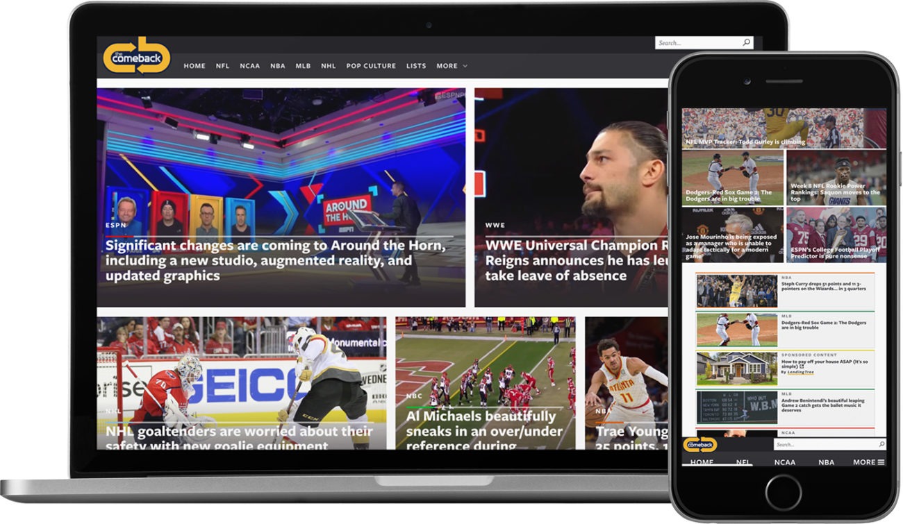 Sports, Pop Culture, The Comeback, WebDevStudios, WordPress, Design, Development