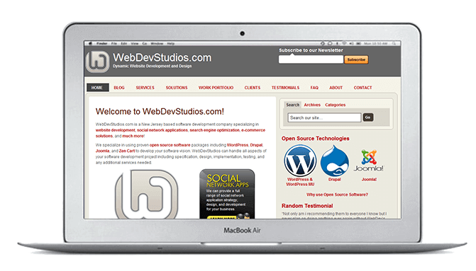 Screenshot of WDS.com in 2009 on desktop