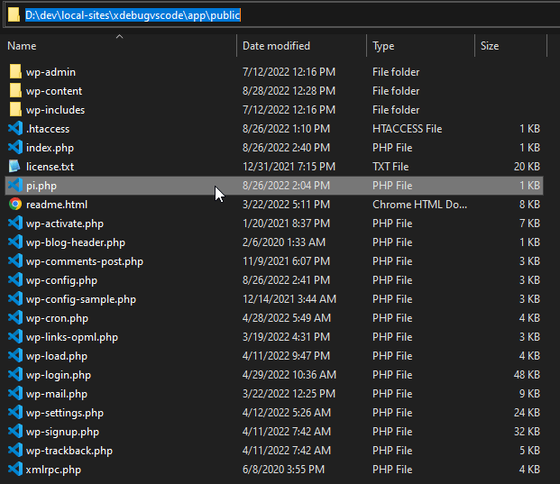 location of the ph.php file