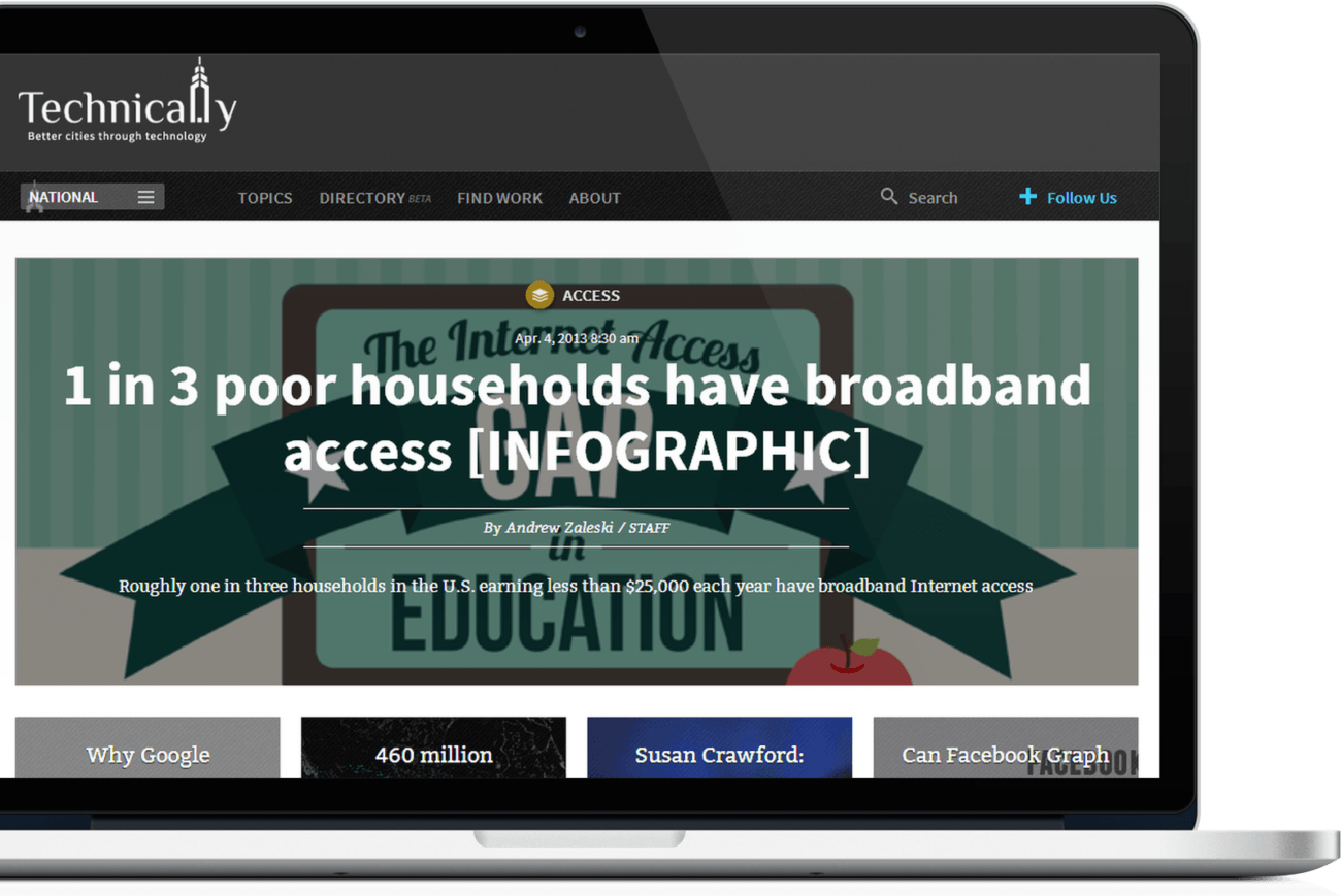Technical.ly Site as seen on laptop